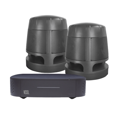 KIT Amplificador VSSL A1X | 2 Bocinas Acoustiscape TruAudio Modelo AS360 | IP66