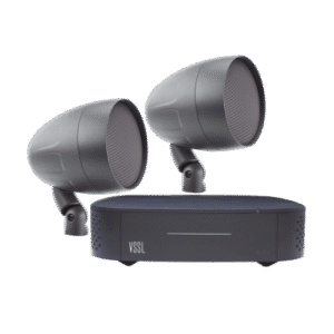 KIT Amplificador VSSL A1X | 2 Bocinas Acoustiscape TruAudio Modelo AS2T | IP66