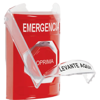 Botón Multipropósito, Color Rojo, De Superficie, Con Tapa De Policarbonato, Con Bocina Pre Alarma, Para Interior, Llave Para Restablecer, Texto De Emergencia, Español Botón Multipropósito, Color Rojo, De Superficie, Con Tapa De Policarbonato, Con Bocina Pre Alarma, Para Interior, Llave Para Restablecer, Texto De Emergencia, Español