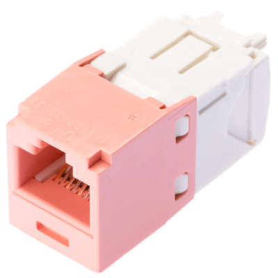 Conector Jack RJ45 Estilo TG, Mini-Com, Categoría 6, de 8 posiciones y 8 cables, Color Rosa