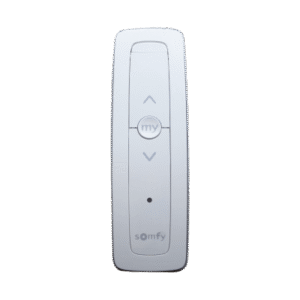 Control remoto 1 canal para motores de persiana Somfy con señal inalámbrica, instrucciones: sube, baja y detener, con posición favorita programada.