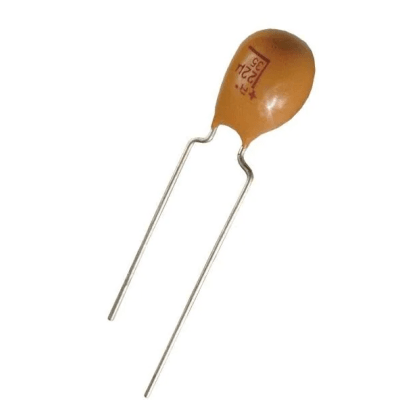 Capacitor de Tantalio de 2.2uF , Emplomado sólido de 25V Capacitor de Tantalio de 2.2uF , Emplomado sólido de 25V