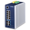 Switch Ethernet Gestionado Capa 3 Industrial DIN-rail / Red Extendida de 10G para Fábricas y Áreas Metropolitanas / 8 Puertos RJ45 10/100/1000BASE-T / 4 Puertos SFP+ 10GBASE-SR/LR / Temp. Operativa -40 a 75 grados C / Protección ESD a Switch Industrial Administrable Capa 3, 8 Puertos Ethernet 10/100/1000T, 4 Puertos SFP 10 G